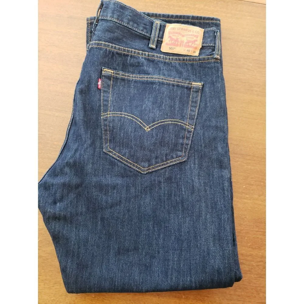 Men's 501‎ Levis Button Fly Original 40x30 Dark Wash